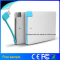 2015credit Kartengröße Power Bank mit eingebautem Ladekabel Slim Power Banks Made in China